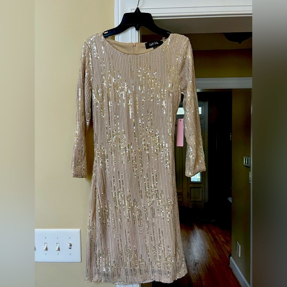 NWT Fab'rik sequence mini dress in cream small - Picture 1 of 2